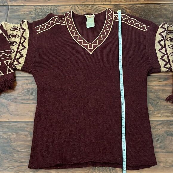 Vintage The Red Eye Southwestern Fringe Pullover Sweater Boho Casual Western - Picture 6 of 9